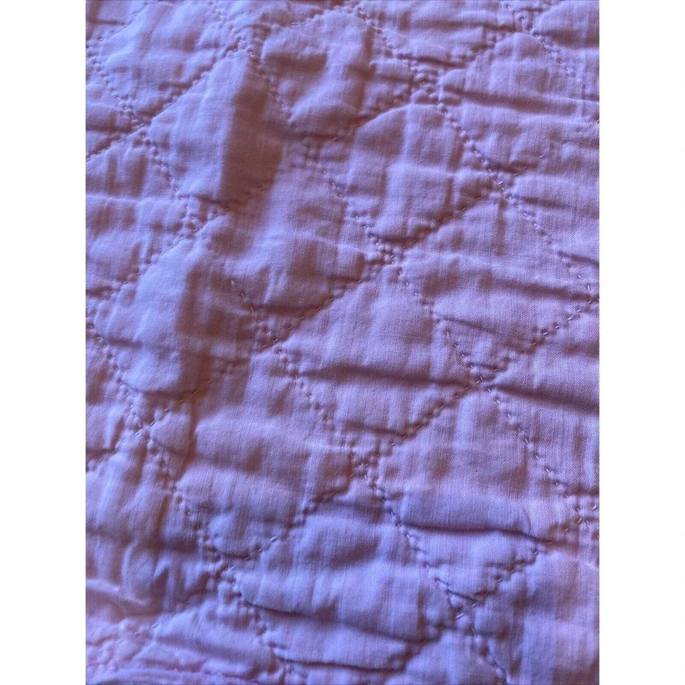 Handmade Quilt Pink Vintage Reversible Diamond Fan Stitched Cottagecore Fair